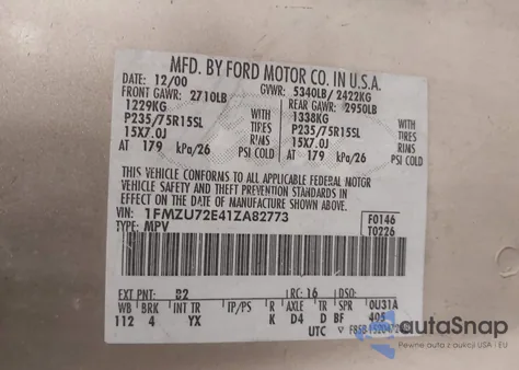 2001 Ford Explorer Xls from USA, damaged, VIN 1FMZU72E41ZA82773